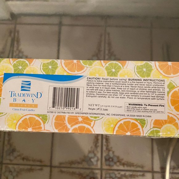 New Vintage Tradewind bay citrus fruit candles set of 3 RARE sealed - Picture 2 of 2
